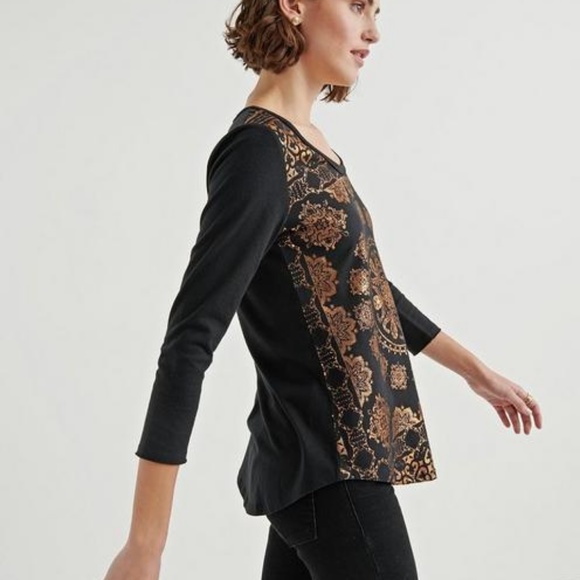 NWT LUCKY BRAND Foil Medallion Tee XS, S $45 - Picture 2 of 3